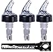 Automatic Measure Liquor Pourers, 2 Ounce, White Tail Black Collar Clear Spout and 1 PNW Pocket Corkscrew, 3 Pack, Clear