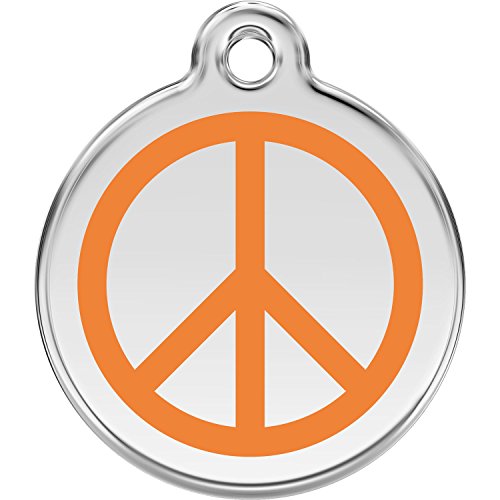 Red Dingo Personalized Peace Pet ID Dog Tag (Medium Orange)