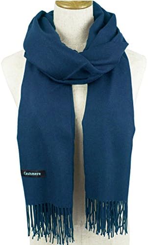 Womens Soft Cashmere Feel Classic Shawls Wraps Light Scarf Denim Blue