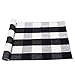 PRAGOO Cotton Rug Hand-Woven Checkered Carpet Braided Kitchen Mat Living Room Area Rug Black White Floor Rug 60x130cm