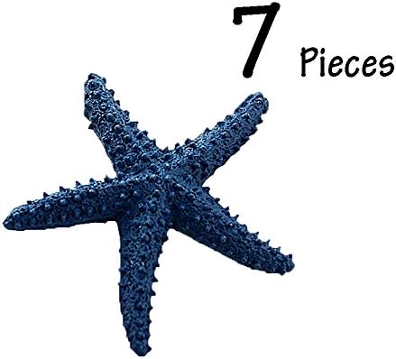 Conjugal Bliss 7 Pieces Beautiful Mini Mediterranean Style Design Beach Resin Starfish Wedding Bathroom Wall Home Party Sea Stars By Nautical Beach Décor (Blue)
