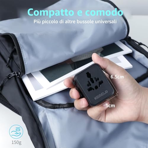 5 in 1 Universal Travel Adapter,Universal Travel Socket with 1 USB A,2 USB C,1 Universal Socket,1 US/JP Socket and Adapter International Plug for Italy UK US Australia Thailand Mexico