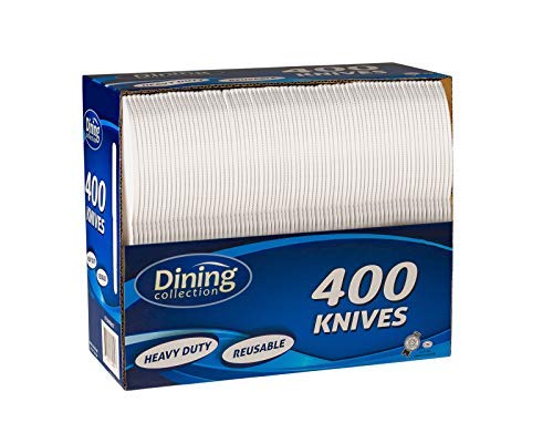 Dining Collection Disposable Plasticware Knives, 400 Count Cutlery, White