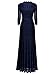 Miusol Women's Floral Lace 2/3 Sleeves Long Bridesmaid Maxi Dress (Small, Navy Blue)
