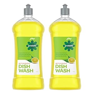 Godrej Protekt Germ Protection Dishwash Liquid Gel – Pack of 2 – 750 ml each, 99.9% Germ Protection, with Lime & Neem…