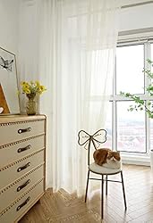 PHILEASY Window Sheer Beige Curtains 72 Inches Long