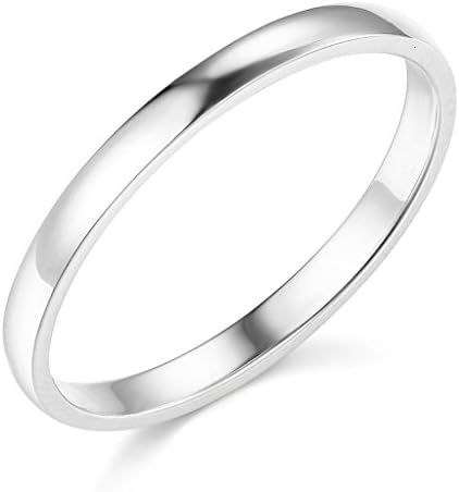 TWJC Wedding Collection14k White Gold 2mm SOLID Plain Wedding Band - Size 7