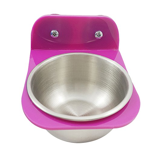 URIJK Pet Food & Water Bird Cup - Wall Mounted Stainless Steel Bird Coop Cups Seed Water Food Dish Feeder Bowl - for Parrot Macaw Budgies Parakeet Cockatiels Conure Lovebird Finch