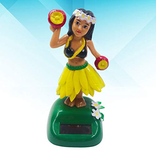 Amosfun Dashboard Hula Girl Bobble Head Solar Powered Hawaiian Hula Shaking Head Dancing Toy