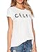 HaoDuoYi Women's Casual CELFIE Letter Print Loose T Shirt Tops