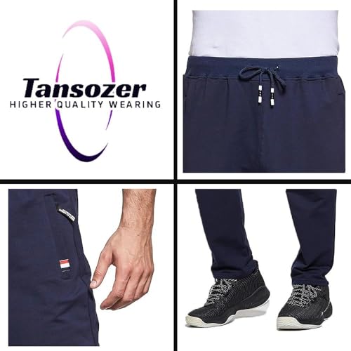 Tansozer Men's Tracksuit Bottoms Cotton Sport Joggers with Zip Pockets