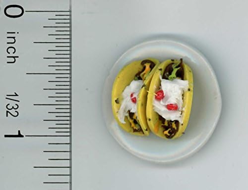 Dollhouse Miniature 2 Tacos on Ceramic Plate by Raindrop Miniatures