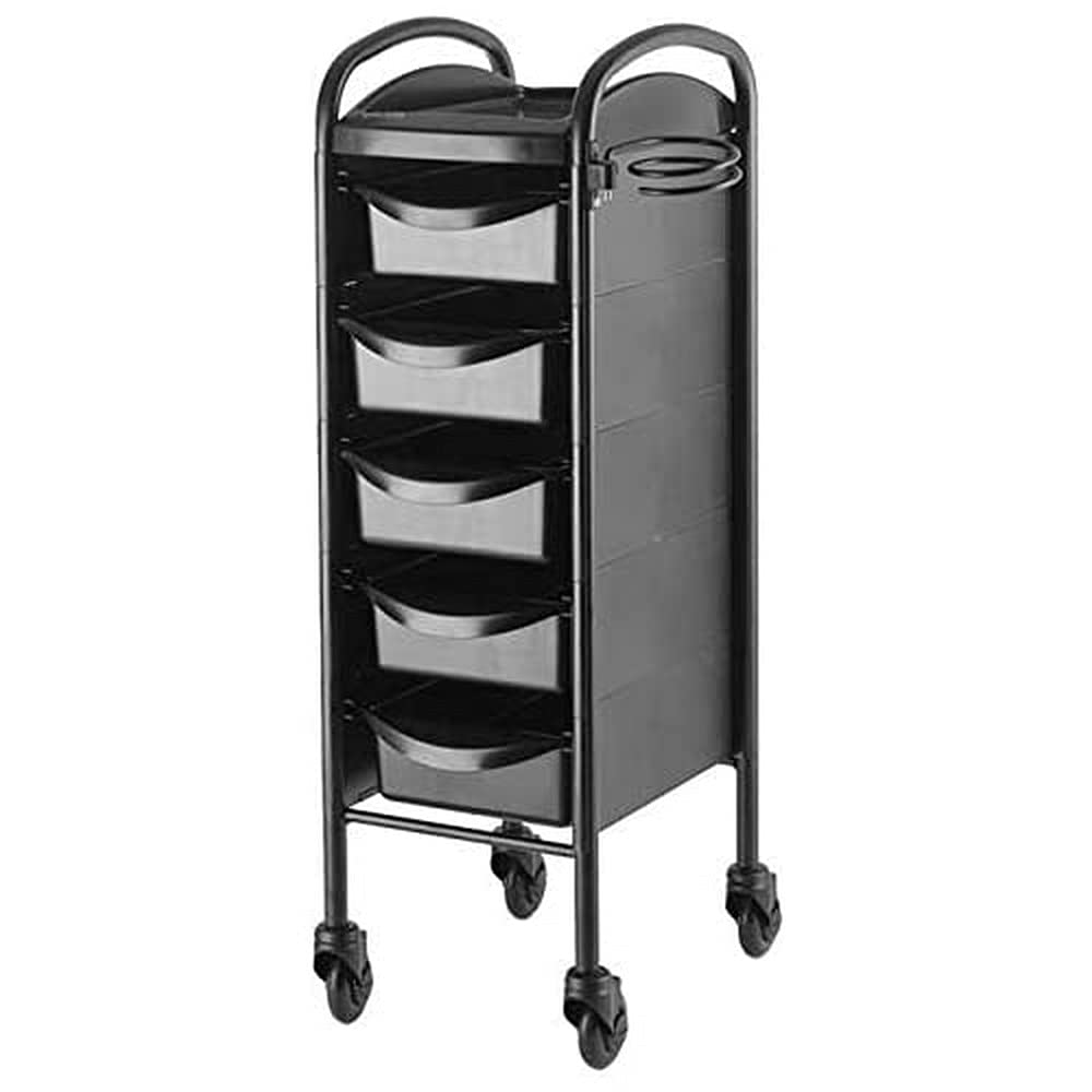 Efalock Piccolo 6002 CT Stable and Durable Hairdressing Trolley Salon Trolley Trolley Stacking Boy with 5 Drawers and Wheels Black Edition