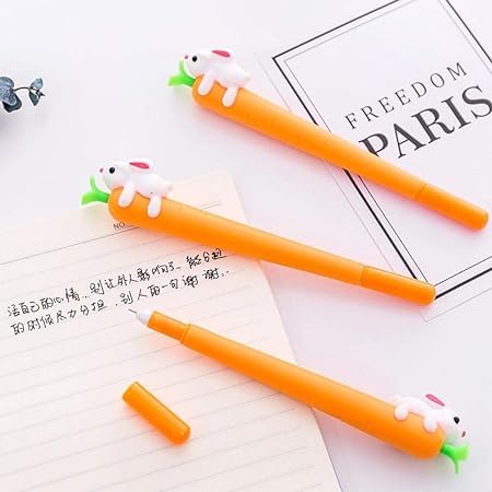 1Pc Carrot Student Black Neutral Office Signature Pen Orange Practical Design and Durable Gel Ink Rollerball Pens Writing Supplies