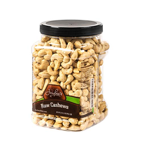 Jaybee's Extra Large Whole Cashews - Raw - Unsalted Great for Gift Giving or As Everyday Snack - Reusable Container - Certified Kosher (32 Ounces)