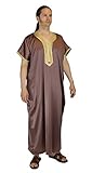 Moroccan Men Clothing Handmade Caftan Gandoura with Gold Tread Embroidery One Size Brown