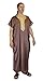 Moroccan Men Clothing Handmade Caftan Gandoura with Gold Tread Embroidery One Size Brown