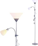 INMOZATA Mother and Child Floor Lamp Uplighter Dual Switch Silver 175cm
