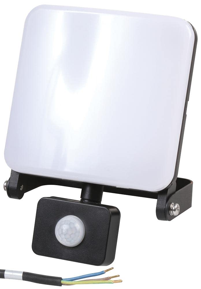 PRO ELEC PELL0297 LED Floodlight with PIR Sensor, 30W, 2100lm, 6000K, Black, IP44