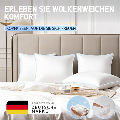 CloudÉtoile Pillow 80 x 80 cm Down Pillow Feather Pillow - Pillow 80 x 80 cm Down and Feathers Bed Pillow in Hotel Quality - 3-Chamber Down Pillow Sleeping Pillow Oeko-Tex Certified - Sleep Like on