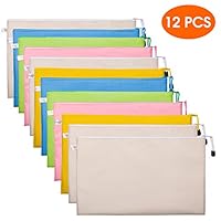 Zipper File Bags, OUSL 12Pcs Legal Size Zip Document Holder Bag Storage Pouch Organizer, Zippered Document Filing Folder 5 Colors for Files Magazine Toys Cosmetics Travel