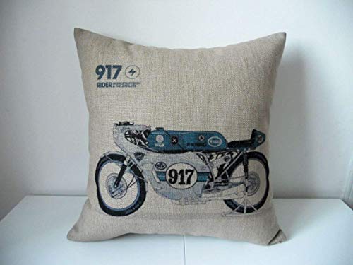 LODRR Pillowcases decorpillow Cotton Linen Square Decorative Throw Pillow Case Cushion Cover Racing Motorbike Motorcycle 18" X18