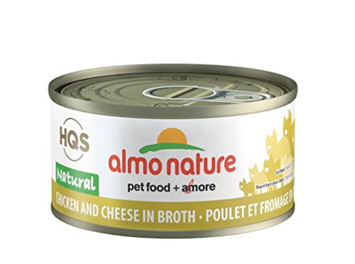 almo natureHQS Natural Chicken with Cheese,Grain Free, Additive Free, Adult Cat Canned Wet Food, Shredded.