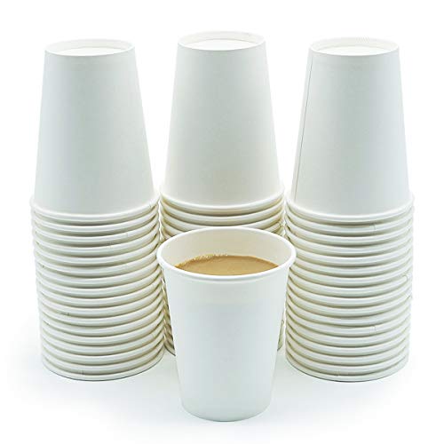 TashiBox White Paper Hot Coffee Cups, Disposable Paper beverages Cups 12oz 120 pack