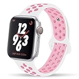 YC YANCH Greatou Compatible for Apple Watch Band 38mm,Soft Silicone Sport Band Replacement Wrist Strap Compatible for iWatch Apple Watch,Series 3/2/1,Nike+,Sport,Edition,S/M,White Pink