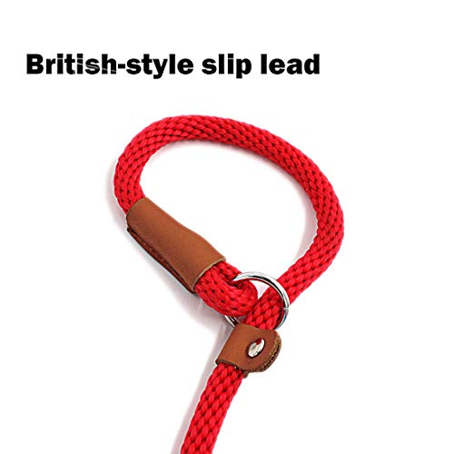 lynxking Dog Leash Slip Rope Lead Leash Strong Heavy Duty Braided Rope No Pull Training Lead Leashes for Medium Large Dogs (6', Red)