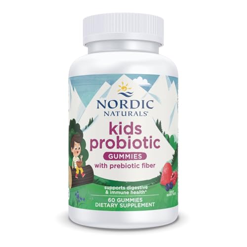 Nordic Naturals Kids Probiotic Gummies Berry | Probiotic & Prebiotic Fiber Chewables for Digestive Health & Gut Balance & Immune Support & Regularity | 60 Gummies