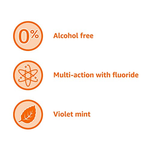 AMAZON BASICS ANTICAVITY FLUORIDE MOUTHWASH, ALCOHOL FREE, VIOLET MINT, 1 LITER, 33.8 FLUID OUNCES, 1-PACK (PREVIOUSLY SOLIMO)