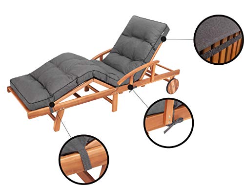 HOBBYGARDEN Auflagen für Deckchair, Liegenauflage, Gartenliege Auflage 201x55x8 cm Bequeme Polsterauflage für Sonnenliege, Rastplatz, Liegestuhl, Kissen in Anthrazit – Bild 6