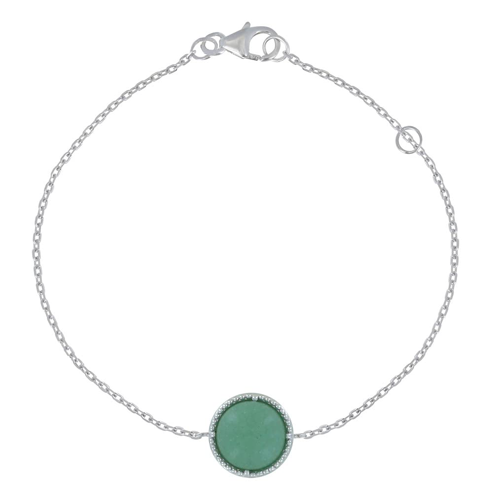 LES POULETTES BIJOUX - Silver 925 Rhodium Bracelet Round of Aventurine