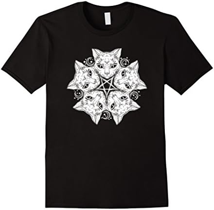Mens Pentagram Cat TShirt - Satanic Kitten Withcraft Goth Tee XL Black
