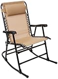 AmazonBasics Outdoor Patio Folding Rocking Chair, Beige