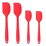 ZOER Heatproof Silicone Kitchen Cooking Utensils Set (4 Piece) - Heat Resistant Non Stick Baking Spatulas Tools (Cherry Red)