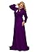 LALAGEN Women's Vintage Long Sleeve Plus Size Evening Party Maxi Dress Gown Purple XXXL