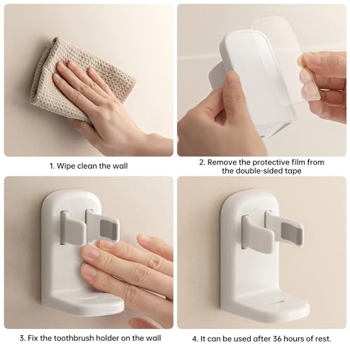 Toski Electric Toothbrush Holder Wall without Drilling 2 Pieces | Electric Toothbrush Head Holder with Drain Hole, Bathroom Toothbrush Holder, Toothbrush Holder