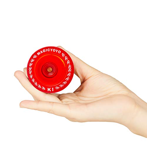 CHEE MONG Responsive Yoyo K1, MAGICYOYO K1 Spin Yoyo, Narrow C Bearing Yo-yo for Kids Beginner + Yoyo Bag + Glove + 5 Yoyo Replacement Strings (Crystal Red)