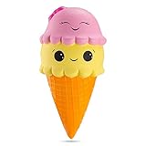 WATINC 9 inch Jumbo Three-color ice cream Squishes Lovely Toy Stress Relief Soft Toy Slow Rising Squeeze Toys(Three-color ice cream)
