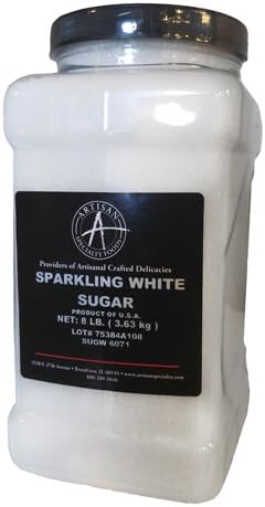 Artisan Specialty Sparkling White Sanding Sugar - 8 Lb - Decorative, Heat Resistant, Large Grain Sugar for Professional Baking and Decorating