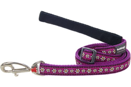 Red Dingo Designer Dog Lead, Large, Daisy Chain Purple
