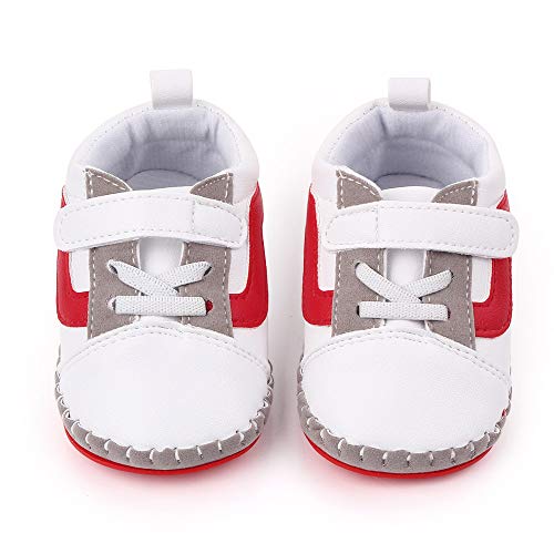 Lidiano Baby Boy Toddler Breathable Non Slip Rubber Sole Sneakers 0-18 Months (12-18 Months, Red)