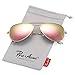 Pro Acme Classic Polarized Aviator Sunglasses for Men and Women UV400 Protection (2 Pairs) Gold Frame/Black Lens + Gold Frame/Pink Mirrored Lens