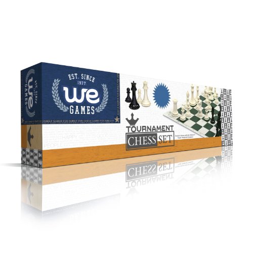Best Value Tournament Chess Set - Filled Chess Pieces and Black Roll-Up Vinyl Chess Board
