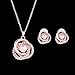 Milue Women Jewelry Set Gorgeous Rhinestone Faux Pearl Pendant Necklace Stud Earrings