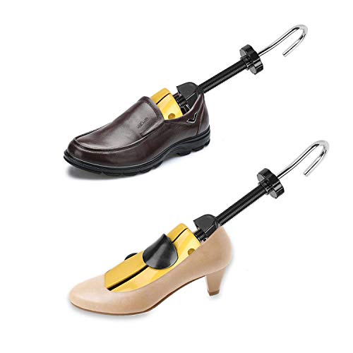 Pair of Professional 2-Way Shoe Stretcher, HuKimGee Adjustable Length and Width Shoe Shaper Upgrade Tough Plastic Shoe Trees Metal Unisex Durable Shoes Stretcher (Wm's (10.5-13.5); M’s (6-8.5))