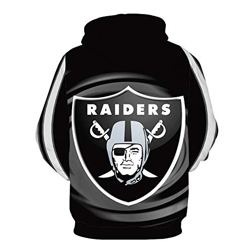 Forever Collectibles Oakland Raiders Sports Pullover Hoodie Fashion 3D Digital Printed Long Sleeve Hooded Football Team Hoodie Sweatshirt for Men Women Youth