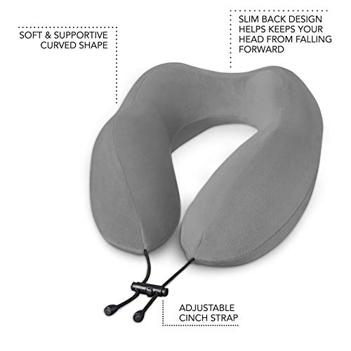 Brookstone Total Comfort Travel Pillow, 10.5"x10", Grey Pricepulse